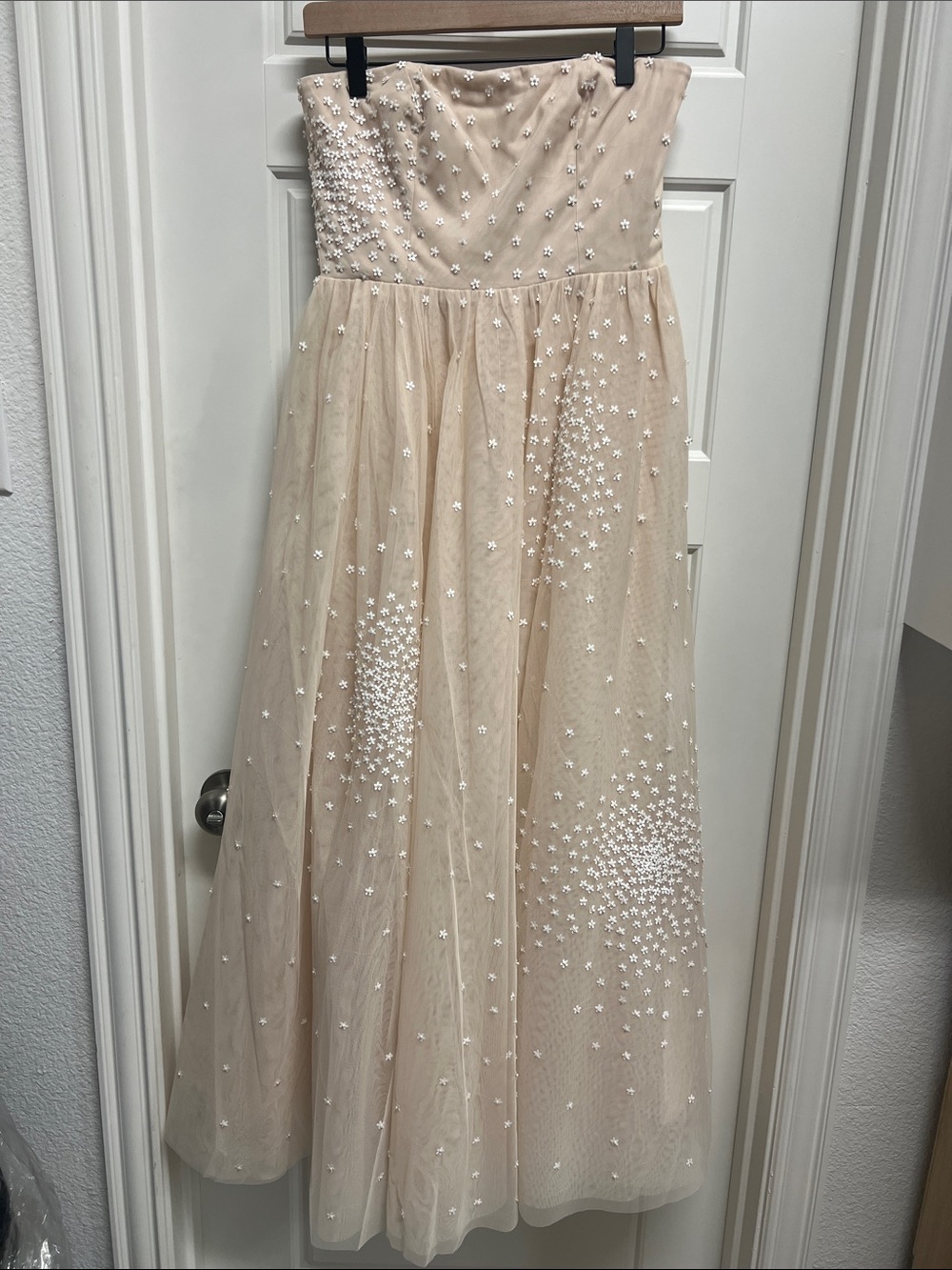 NWT BHLDN Blush Pink Embellished Strapless Maxi Dress
